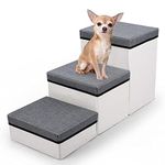 Pet Stairs, 3-Step Detachable Soft Bed for Small Dogs and Cats, 53 x 40 x 36 cm, Grey