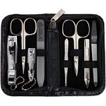 3 Swords Germany - brand quality 8 piece manicure pedicure grooming kit set for professional finger & toe nail care scissors clipper fashion leather case in gift box, Made by 3 Swords (522016)