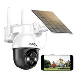 AOSU Solar Security Camera Wireless Outdoor with Panoramic PTZ, Human Auto Tracking, 2K Night Vision, Light and Sound Alarm, 2-Way Audio, Compatible with Alexa/Google Assistant