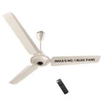 atomberg Efficio Alpha 1200mm BLDC Ceiling Fan with Remote Control | BEE 5 star Rated Energy Efficient Ceiling Fan | High Air Delivery with LED Indicators | 2 Year Warranty (Seasand Ivory)