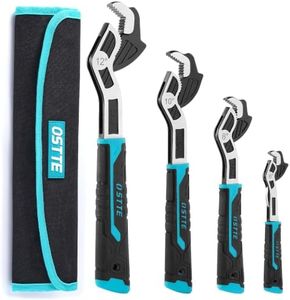 OSTTE Pipe Wrench Set 4-Piece 6" 8" 10" 12" Self Adjusting Wrench | Multi-function Quick Self Locking Plumbers Wrench for Pipe Fittings and Nuts