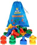 Play Brainy Jumbo Toy Nuts and Bolts for Kids - 32-Piece Montessori Nuts and Bolts Set with 4 Different Shapes and Colors - Occupational Therapy Toys for Kids, Fine Motor Skills Toys for Toddlers