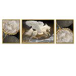 Painting Mantra Canvas Painting for Living Room Wall Decoration White Flying Horse Black Gold Wall Art Prints for Home & Wall Décor (Set of 3, 17 x 51 Inchs)