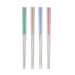 OZKET Stainless Steel Chopsticks for Eating Non-Slip Chopstick Reusable (2 Pairs Set)