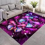 Butterfly Area Rug Bedroom Living Room Sitting-Room Kitchen Rugs Purple Blue Red Starlight Starry Sky Floor Mat Doormats Fast Dry Toilet Bath Rug Exercise Mat Throw Carpet (Colorful 2,100x150 cm)