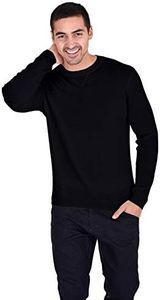 State Cashmere Essential Crewneck Sweater 100% Pure Cashmere Pullover Knitted Base Layer for Men (Small, Black)