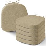AddGrace Set of 6 Chair Cushions for Metal Dining Chairs 14x14 Chair Pads with Ties Non Slip Thick Seat Cushions with Textured and Removable Cover (6, Beige)