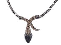 Alilang Vintage Gold Tone Black Eye Snake Serpent Crystal Rhinestone Bendable Wrap Necklace