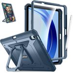 Fintie Case for iPad Air 11-inch M2 (2024) (Model Number: A2902/A2903/A2904) -[Tuatara Magic Ring] 360 Degree Rotating Grip Stand Rugged Cover with Screen Protector & Pencil Holder, Navy