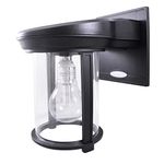 GAMA SONIC GS-1B Coach Lantern Outdoor Solar Light Fixture, Wall Mount Sconce, Warm White LED, Black, Small