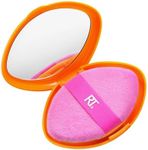 Real Techniques Miracle 2-In-1 Powder Puff + Travel Case, Dual-Sided Makeup Blending Puff, Elastic Band, Precision Makeup Sponge & Powder Puff, For Liquid, Cream & Powders, Travel Case, 2 Count