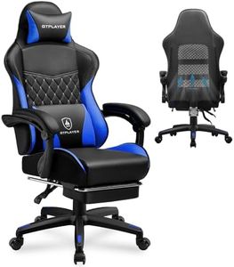 GTPLAYER Gaming Chair, High Back Leather Computer Gaming Chair with Footrest, Ergonomic Height Adjustable Office Chair with Removable Cover and Lumbar Support for Gaming and Work (Blue)