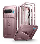 Dexnor for Google Pixel 9 Pro XL Case with Built-in Slide Camera Cover & Screen Protector & Kickstand, Heavy-Duty Shockproof Rugged Case Full-Body Bumper Protective Cover - Pink