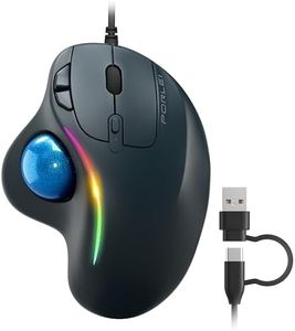 RGB Wired Trackball Mouse, Ergonomic Comfort Design Reduces Muscle Strain, Easy Thumb Control, Precision Tracking with 5 Adjustable DPI, Rollerball Mouse Compatible for PC, Laptop, Mac, Windows