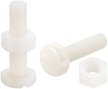 uxcell 20 Pairs Nylon Screw Nut Assortment, M6x25mm Slotted Pan Head Screws & M6 Hex Nuts for Machinery, Electronics, White
