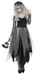 Smiffys Graveyard Bride Costume, Black with Dress & Rose Veil, Halloween Adult Fancy Dress, Adult Dress Up Costumes