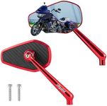 Advanblack Axion Performance Style Mirrors Universal Motorcycle Rear View Mirrors Compatible with Harley Sportster Road King Street Electra Glide Road Glide Dyna Softail Indian (Red)