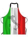 Moslion Italian Flag Apron,The Contour of Italian Territory Is Printed on the Flag Apron,Adjustable Neck Bib Apron for Men Women,Suitable for Kitchen Cooking Waitress Chef Apron