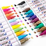 APOGO Paint Pens Paint Markers on Multiple Surfaces, Quick Dry Permanent Marker Pens, Oil-Based Ink Waterproof Paint Marker Pen Set for Rocks Painting, Wood, Fabric, Plastic, Canvas, Mugs, DIY Craft