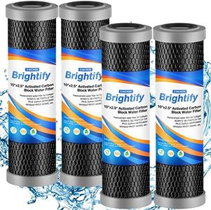 Brightify 10"x2.5" 5 Micron Carbon Water Filter, Whole House Carbon CTO Water Filter Cartridge Replacement Fits Culligan D-10A, P5-D, DuPont WFPFC8002, SCWH-5, GE FXWTC, Whirlpool WHCF-WHWC, 4 Pack