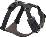 RUFFWEAR Front Range Harness - Extra Large, Reflective, Adjustable, Comfortable Padded Dog Harness - No Pull, 2 Lead Attachments & V Ring, L/XL, Basalt Grey