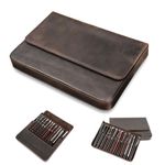 MIVLXLX 12-Digit Fountain Pen Collector Organizer - Portable Handmade Leather Pen case Protective Sleeve Cover Pen Storage Gift Box(Coffee)…