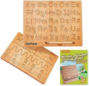 TanFans Wooden Alphabet Tracing Board - Montessori Educational Toy for Preschool - Fine Motor Skills Development - Learn to Write ABC - Double-Sided Letter Practice Tool - Ideal Gift for 3-5 Years Old