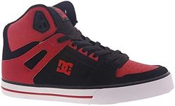 DC Men's Pure High Skate Shoe, Fiery Red/White/Black, 10.5 UK