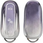 kwmobile Key Cover Compatible with Tesla Model X Car Key - Soft TPU Car Key Fob Protector Case - Dark Grey/Silver