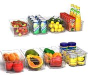 KICHLY Stackable Fridge Organisers - Set of 8 Storage Containers with Handles - Multipurpose Organizer Boxes For Kitchen, Fridge, Cupboard, Snacks, Cans, Tins, Pantry, Under Sink - BPA Free (Clear)