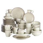 vancasso Navia Nature Dinner Set, Stoneware Vintage Look Beige Dinnerware Tableware, 48 Pieces Dinner Service Set for 12, Include Dinner Plate, Dessert Plate, Cereal Bowl and Mug