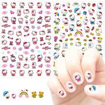 Cute Cartoon Nail Art Stickers 3D Hellokitty Nail Art Decals Self Adhesive Nail Sticker Anime Kawaii Designer Nail Stickers for Girls Kids Women Manicure Tips Decoration (2 Sheets) … …