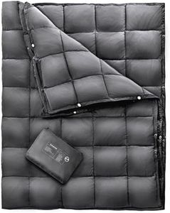 KingCamp Down Camping Blanket - Packable Lightweight Travel Blanket for Cold Weather Backpacking, Compact & Water Resistant & Warm Airplane Quilt 69x53 Grey