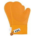 Silicone Oven Gloves Heat Resistant by Laffair - Orange Oven Gloves Silicone Oven Mitts Heat Resistant - Premium Non-Slip Design Kitchen Gloves