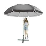 Dark Moon Garden Umbrella with Stand Outdoor Big Size 7ft Waterproof Heavy Duty Strong Garden Umbrella Black (D11)