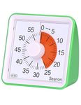 Searon Timer, Visual Timer for Kids and Adults, 3.07 Inches Square 60 Minute Countdown Analog Timer with No Loud Ticking for Kitchen, School, Teacher, Home Work and Classroom