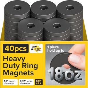 Ferrite Ring Magnets with Holes - 1.2 Inch (31mm) Round Disc Donut Magnets - Circle Hole Magnets - Perfect Ceramic Circular Magnets for Crafts and DIY
