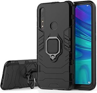 COTDINFOR Caso para Huawei P Smart Z Funda Silicone TPU + Hard PC Bumper Shell 360 Degree Rotating Metal Ring Magnetic Lock Car Mount Thin Armor Carcaso para Huawei Y9 Prime 2019 Black- KK.