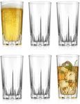 Glaver's Classic Drinking Glasses Set Of 6 Old Fashioned Highball Glass Cups 15 Oz Diamond Cut Elegant Glassware For Everyday, Bar Glasses. For Water, Beer, Juice, Cocktails