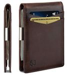 SERMAN BRANDS Money Clip Wallet - Mens Wallets Slim Front Pocket RFID Blocking Card Holder Minimalist Mini Bifold, Texas Brown, Slim