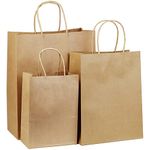 Brown Paper Bags with Handles 30Pcs, HRUISE Small+Medium +Large Thickened Kraft Paper Gift Bags Set Party Bag Multipack for Birthday Wedding Shopping Merchandise Grocery- 10pcs Each Size