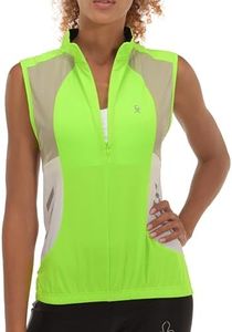 Little Donkey Andy Women's Half Zip Bike Vests Sleeveless Cycling Jerseys Shirts Running Breathable UPF50 4 Rear Pockets Fluorescent Yellow S