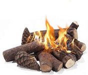 ATR ART TO REAL Ceramic Logs for Bioethanol Fire,Decorative Fire Logs Smokeless Long Burning,Artificial Pine Cones Shaped Firewood Logs for Ethanol,Gas Fire,Electric Fireplace,Ethanol Fire Pit,9 Pcs