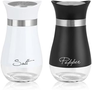 Accmor Salt and Pepper Shakers Set, 4 oz Stainless Steel Salt Pepper Shaker Containers with Glass Bottom for Kitchen Cooking, BBQ, Bar, Table, RV, Camp