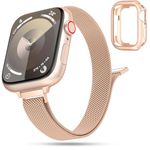 Slim Milanese Loop Compatible with Apple Watch Strap 41mm 40mm 38mm for Women Girls, Stainless Steel Magnetic Bands with TPU Case Compatible with Bracelet Apple Watch Band Series SE 9 8 7 6 5 4 3 2 1