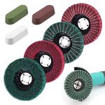 Waltool 7Pcs Red & Green Nylon Fiber Flap Discs with Buffer Polishing Cutting Compounds Set, 120 180 240 320 Grit Sanding Grinding Buffing Wheels for Angle Grinder Polishing Tools