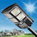 Baiston Solar Street Lights Outdoor: Dusk to Dawn Solar Parking Lot Lights with 3 Modes Motion Sensor Remote Control, 6000K 160 Leds Commercial Solar Lights for Outside, Backyard, Garage, Barn, Garden