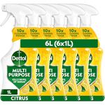 Dettol Spray, Antibacterial Multipurpose Cleaner, Lemon & Lime, 6L (1L x 6pck), Household Disinfectant, Deep Clean, Kitchen and Bathroom surfaces, Kills 99.9 Percent of Germs