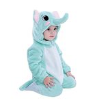 Doladola Baby's Hooded Onesie Cartoon Animal Romper Baby Loungewear Newborn Outfits Jumpsuit(3-6 Months,Elephant)