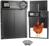 QWORK® Automatic Chicken Coop Door, Anti-Pinch Aluminum Alloy Chicken Coop Door with Timer, LCD Screen, Low Battery Warning